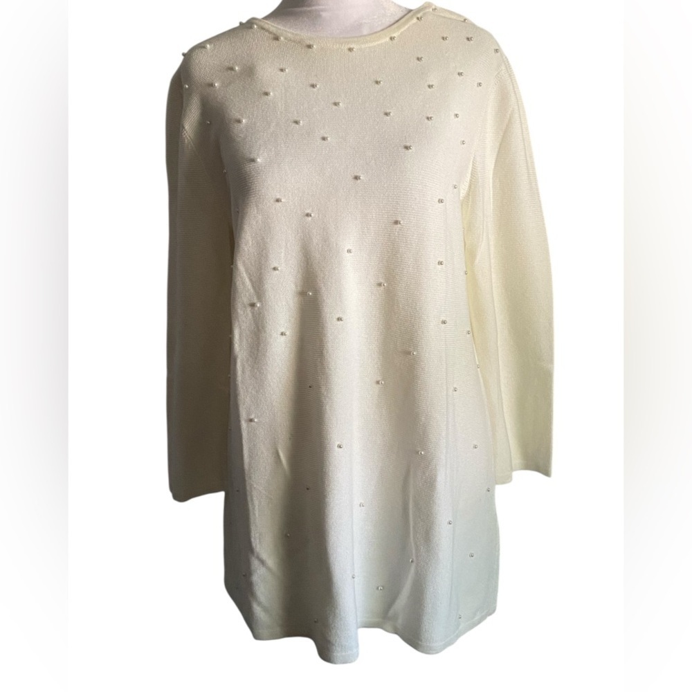 J.Jill imitation pearl beaded women’s knit sweater size M